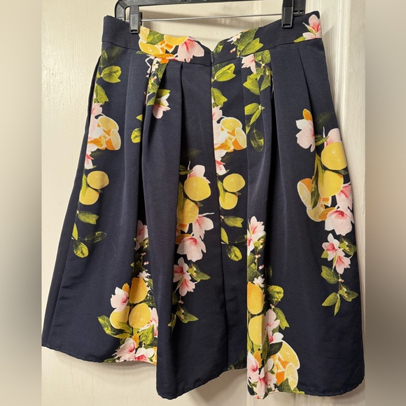 Eva Mendez Lemon Navy Box-Pleated Skirt - Size 12 - Picture 3 of 3